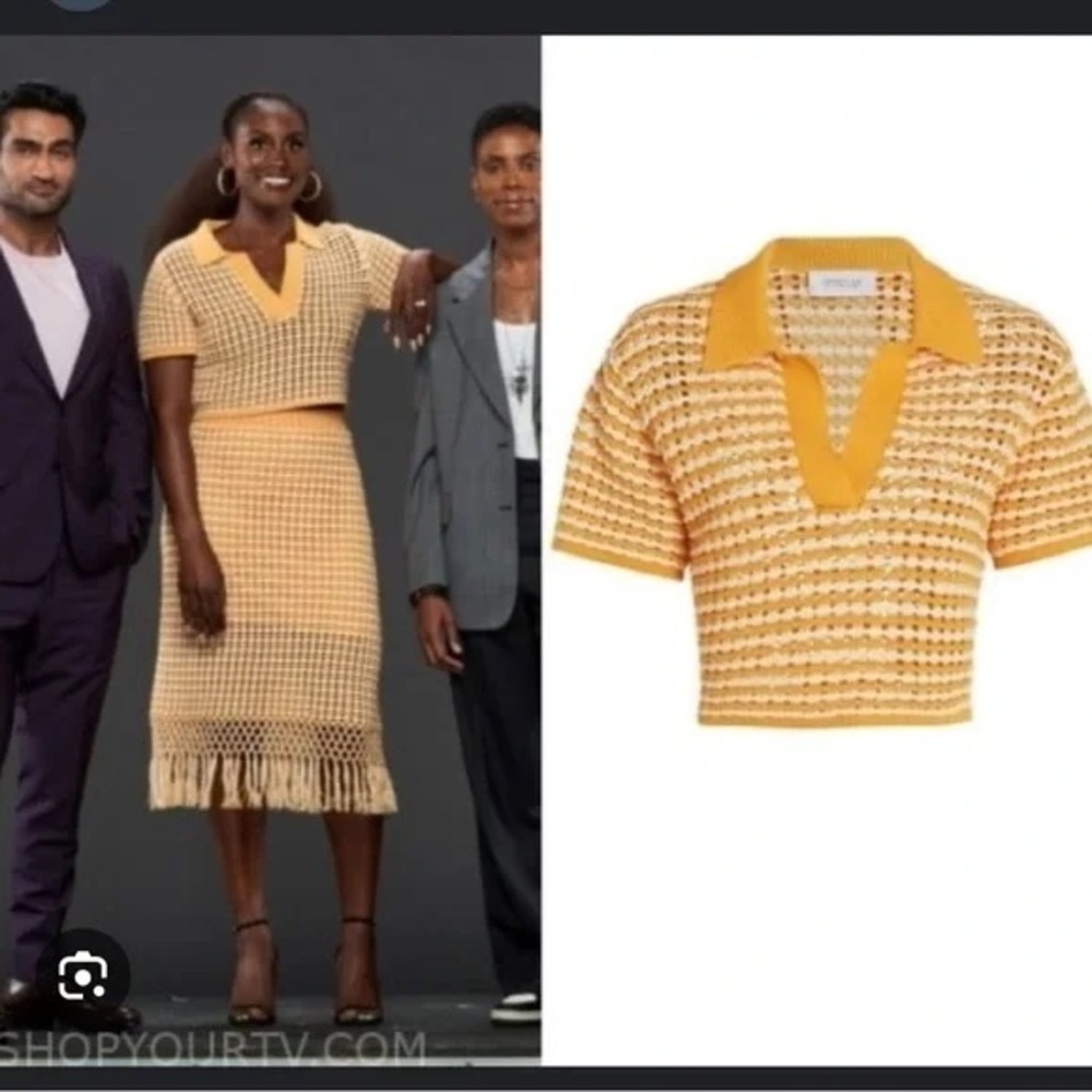 10 Crosby Derek Lam Yellow and White Knit Top - Picture 5 of 8